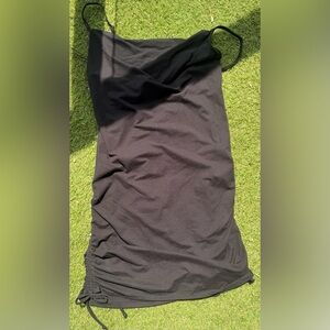 Socialite Black Midi Slip Dress with Side Ruching